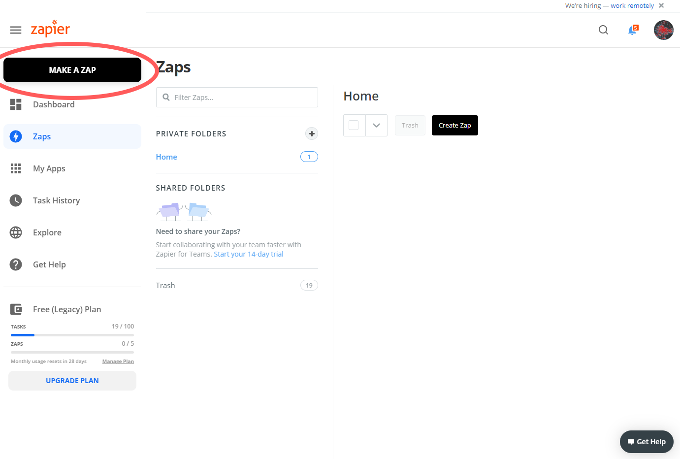 Screenshot from Zapier.com