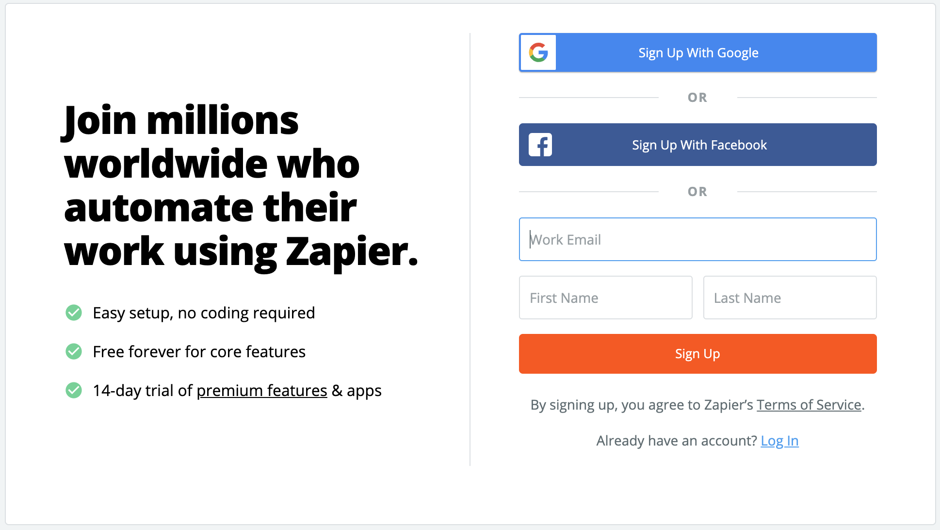 Screenshot from the website zapier.com